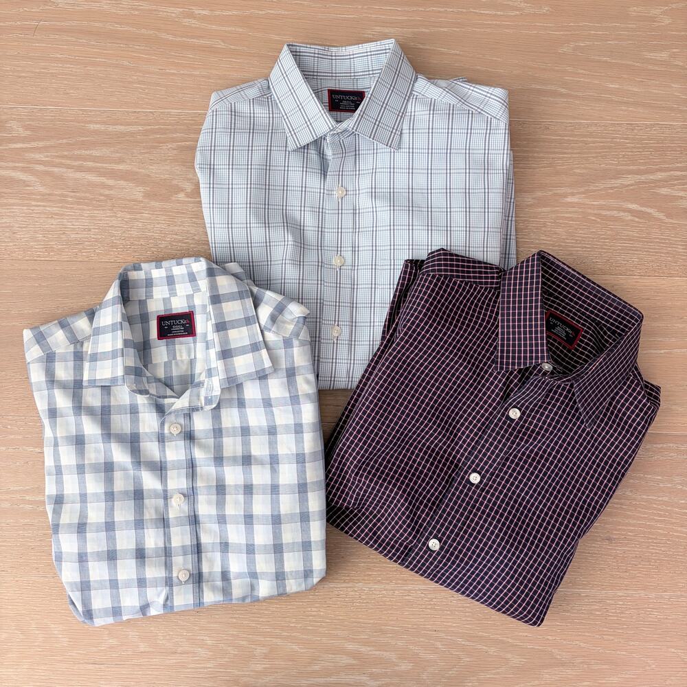 Untuckit Men's 3 Long Sleeve Button Down Cotton Shirts Small